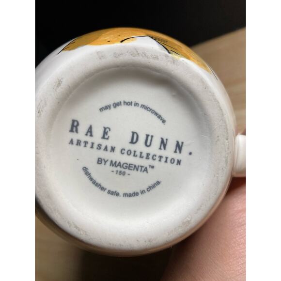 Rae Dunn 'Wish' 'All is Bright' White Gold Black Coffee Mug Pre-Owned - Picture 5 of 7